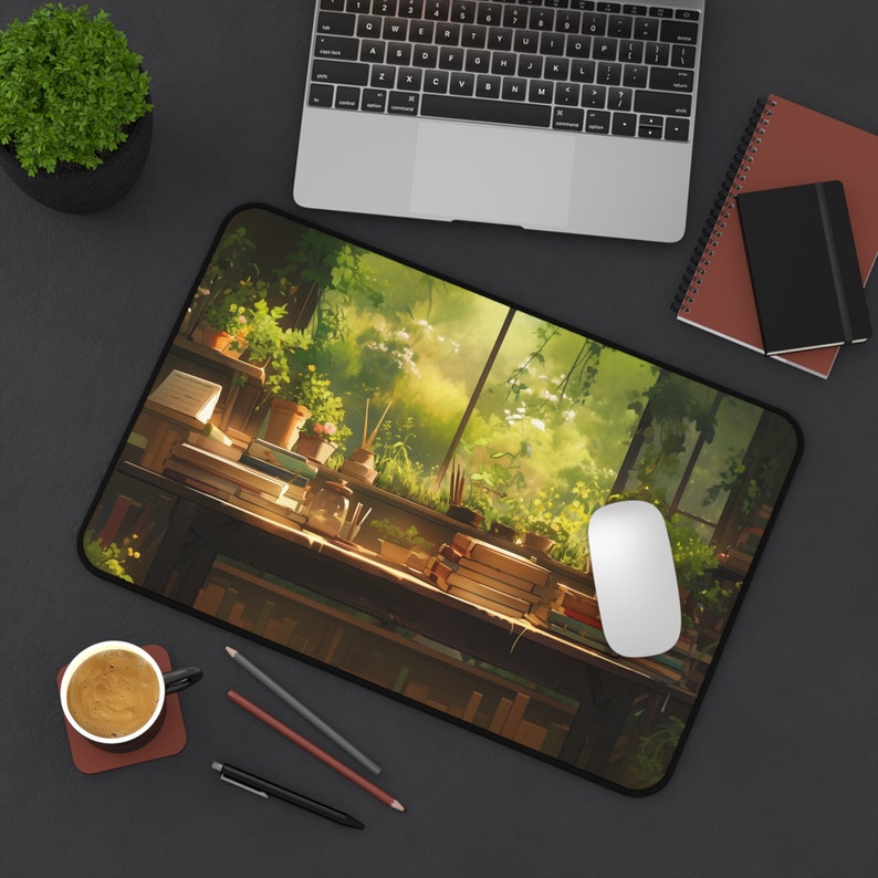 Anime Mousepad, Anime Desk Mat Library, Lofi Studio Desk Mat Anime
