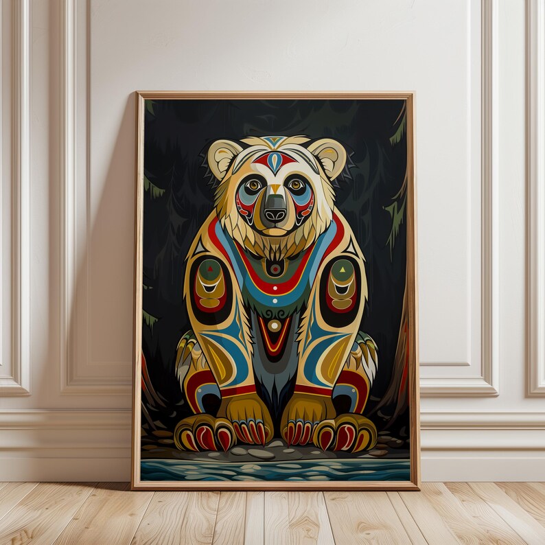 Bear Canadian Aboriginal Style Wall Art, Unique First Nations Print ...