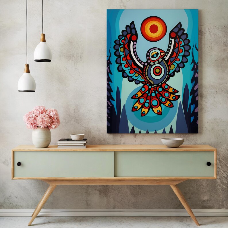 Bird Aboriginal Art Style Canvas, Contemporary Eagle Indigenous ...