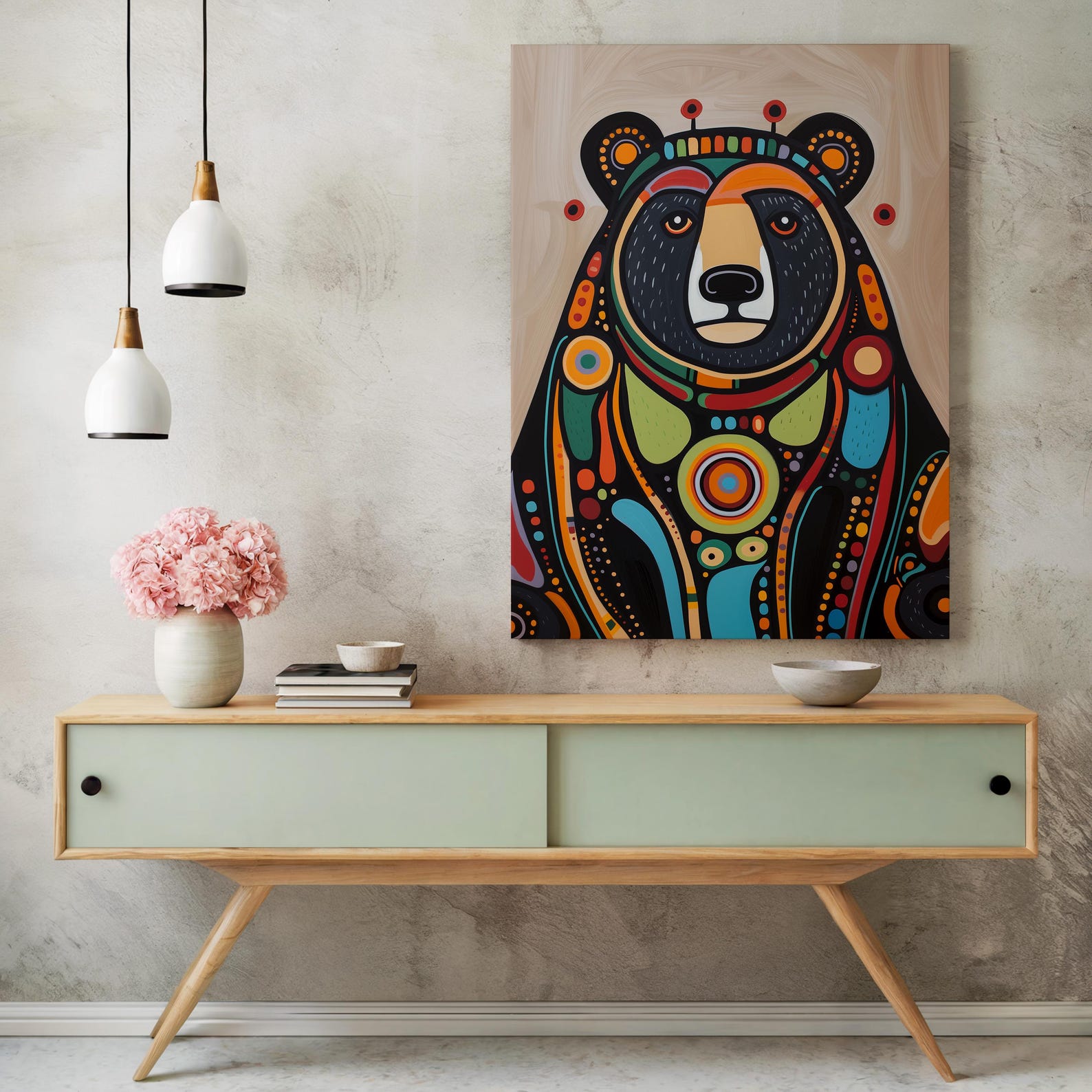 Aboriginal Art Style Print, Contemporary Bear Artwork Inspired by ...