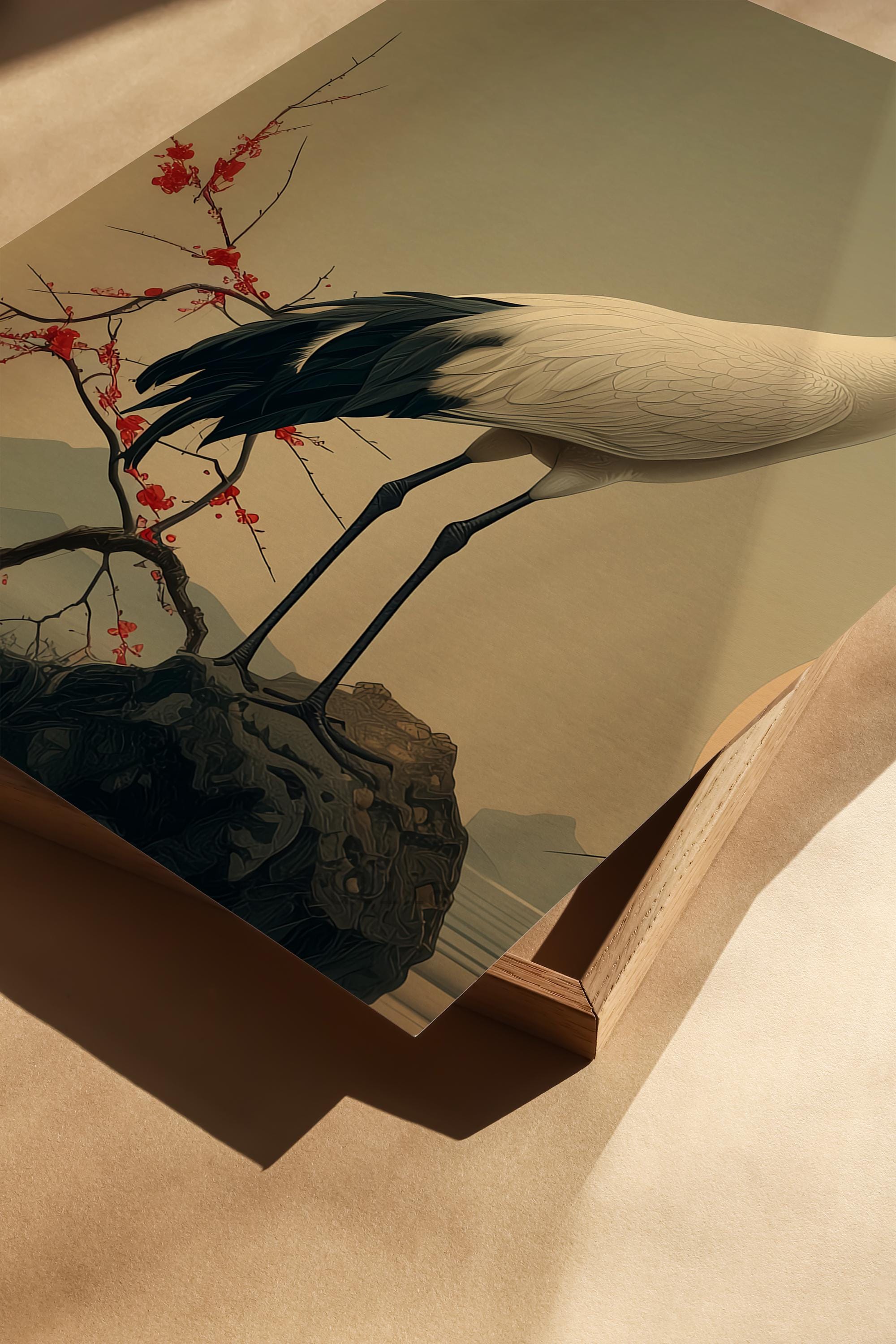 Japanese Crane Triptych Wall Art Set – Chinese Bird Three Panel Print ...
