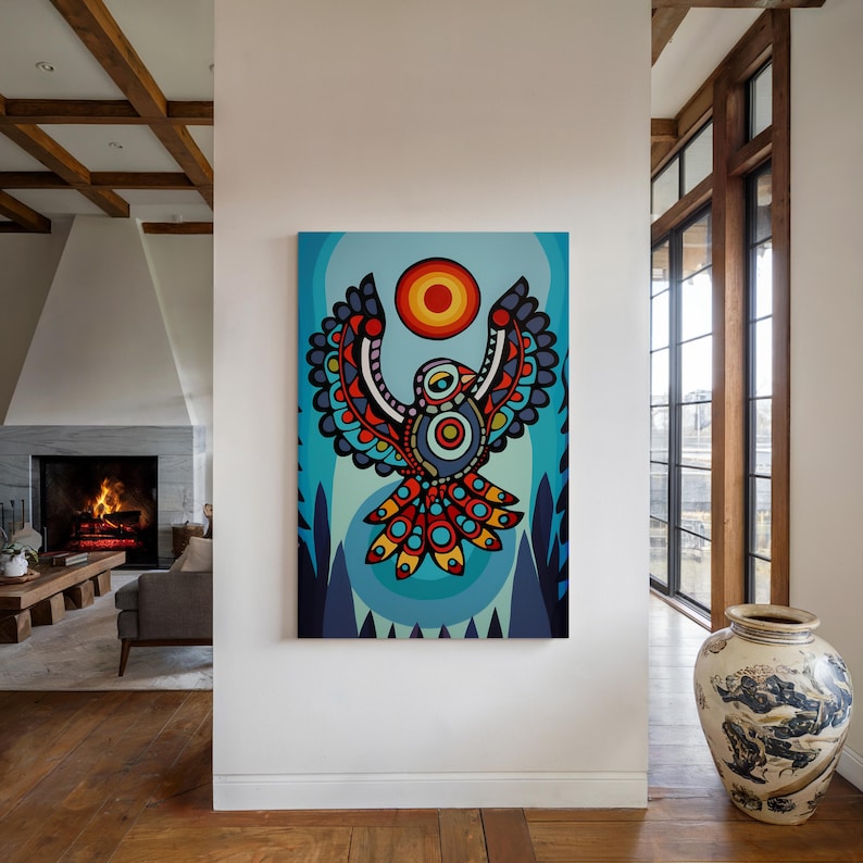 Bird Aboriginal Art Style Canvas, Contemporary Eagle Indigenous ...