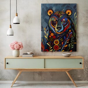 Indigenous Canadian Inspired Wall Art, Bear Aboriginal Style Artwork ...