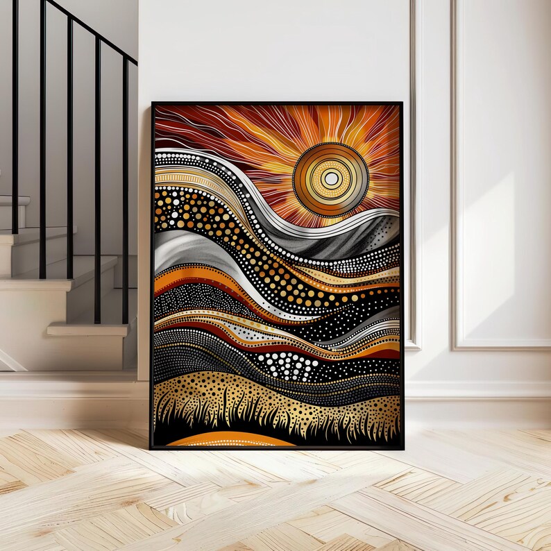 Affordable Aboriginal Dot Painting Style Artwork, Abstract Meadow at