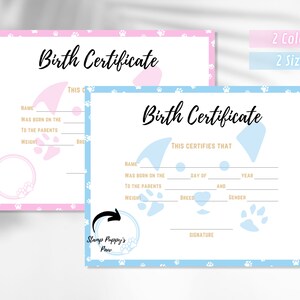 Puppy Birth Certificate Printable, Dog Birth Certificate, Pet Birth Certificate, Breeder Birth ...