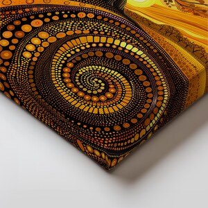 Aboriginal Dot Art Tree Canvas, Australian Dreamtime Sunset Landscape for Warm Home Decor image 8