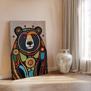 Aboriginal Art Style Print, Contemporary Bear Artwork Inspired by ...