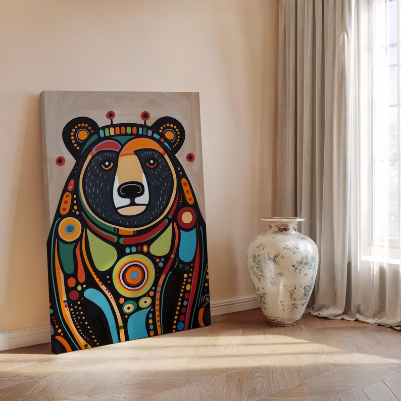 Aboriginal Art Style Print, Contemporary Bear Artwork Inspired by ...