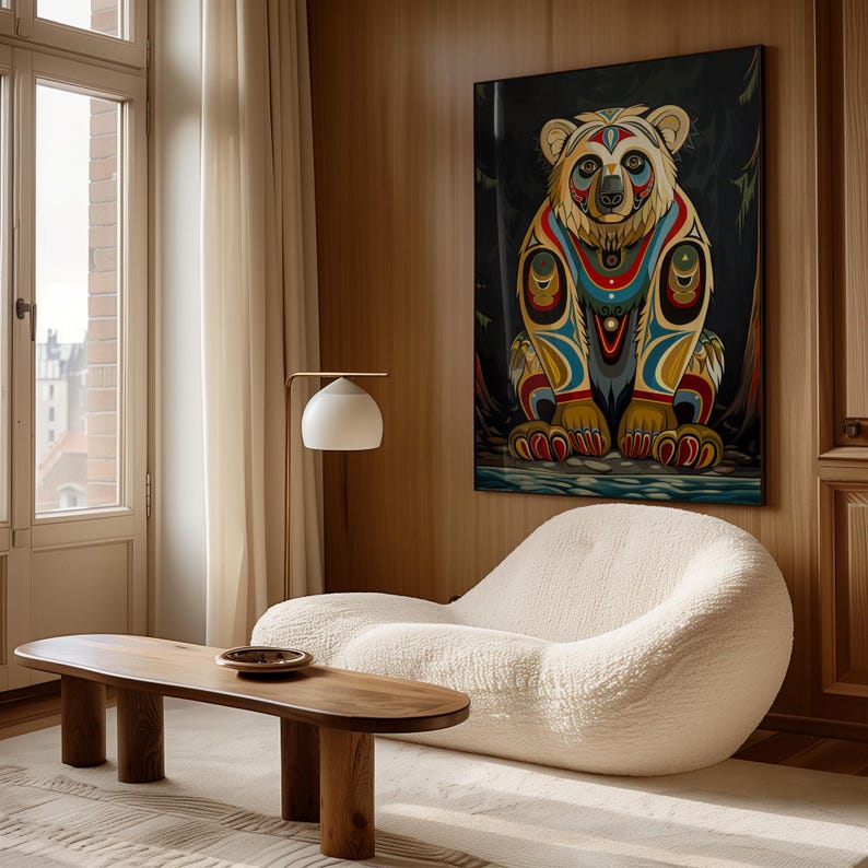 Bear Canadian Aboriginal Style Wall Art, Unique First Nations Print ...