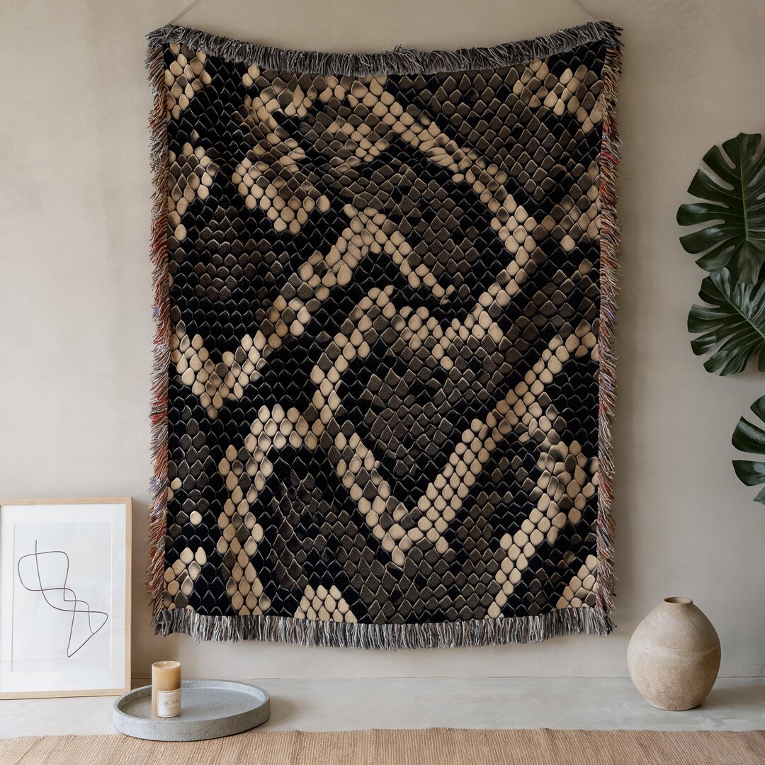 Statement Animal Print Throw Blanket in Python Skin Design, Modern ...