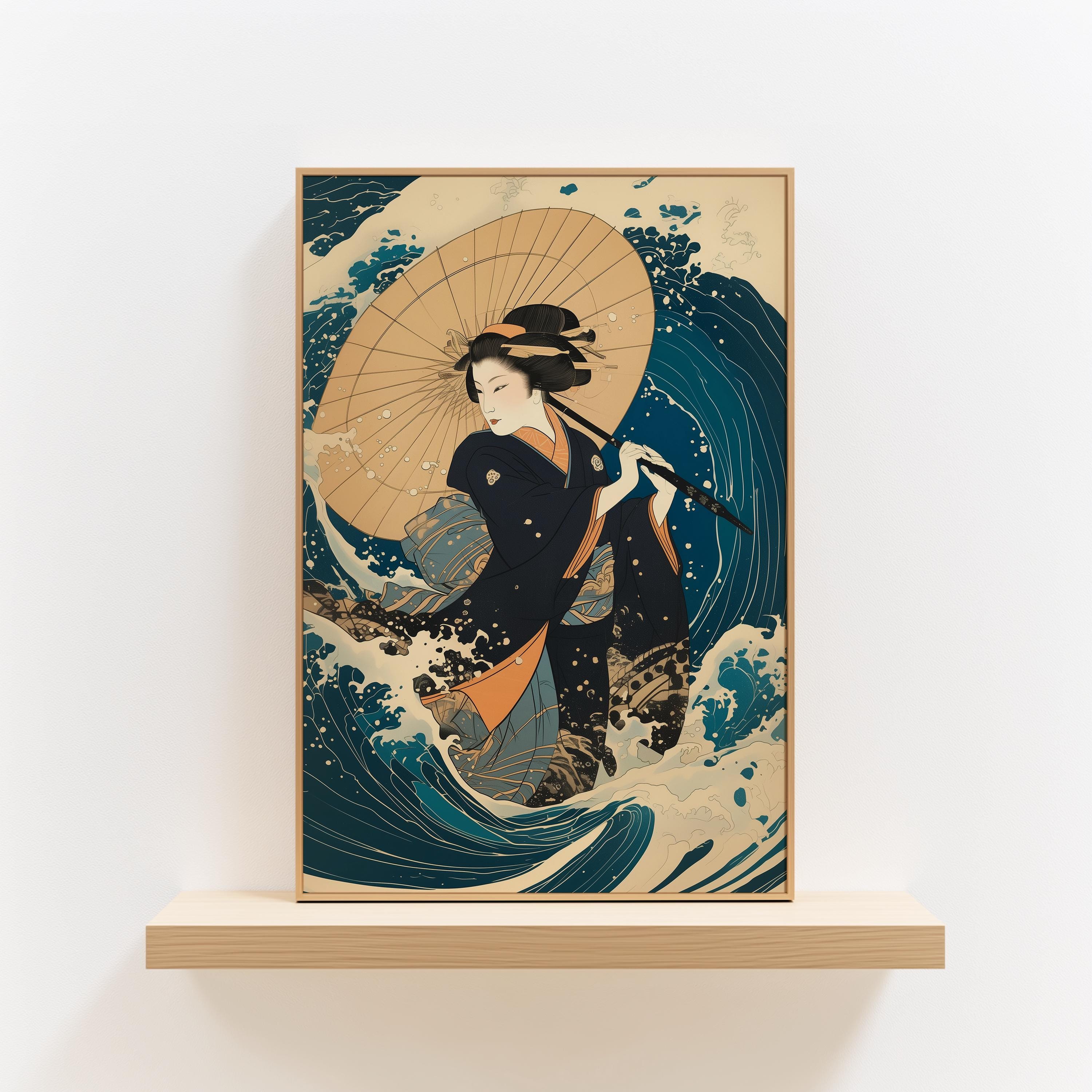 Japanese Woodblock Print Vintage Geisha Ukiyo-e Style Wall Art ...