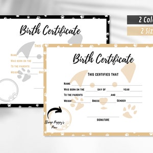 Puppy Birth Certificate Printable, Dog Birth Certificate, Pet Birth ...