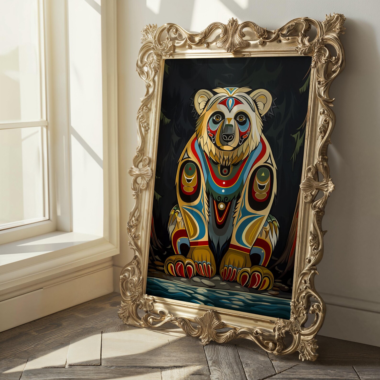 Bear Canadian Aboriginal Style Wall Art, Unique First Nations Print ...