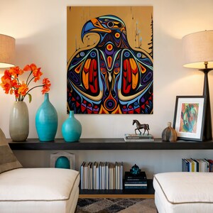 Indigenous Eagle Wall Art Print, Canadian Aboriginal Style Animal ...