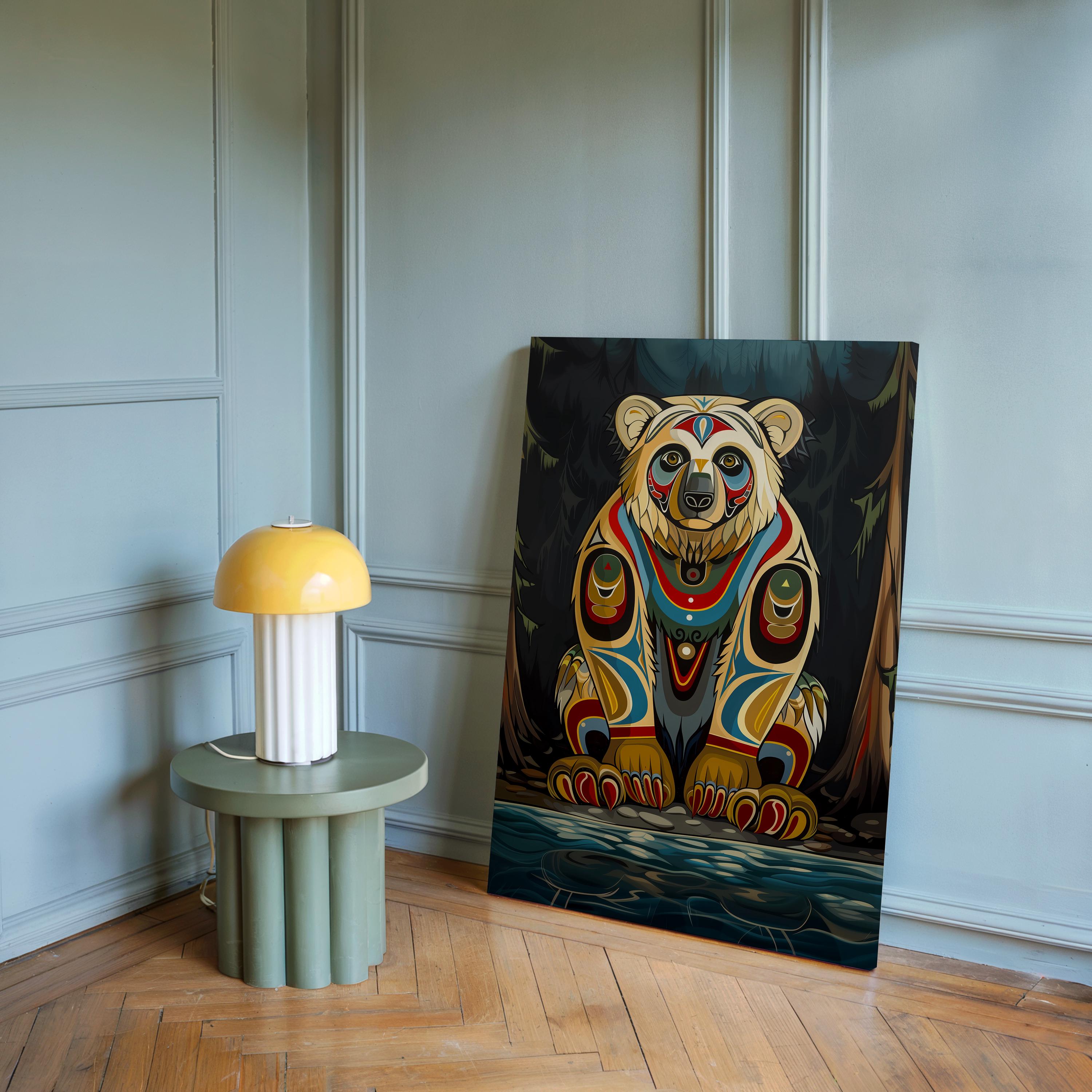 Beige Black Bear Wall Art – Canadian Indigenous Aboriginal Animal ...