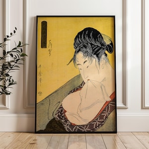 Kitagawa Utamaro Bijin-ga Wall Art: Vintage Japanese Ukiyo-e Woodblock Print