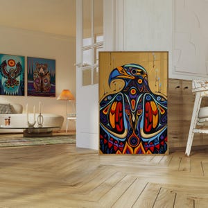 Indigenous Design Wall Art – Vibrant Canadian Aboriginal Style Eagle ...