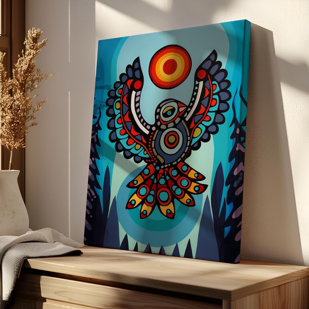 Bird Aboriginal Art Style Canvas, Contemporary Eagle Indigenous ...
