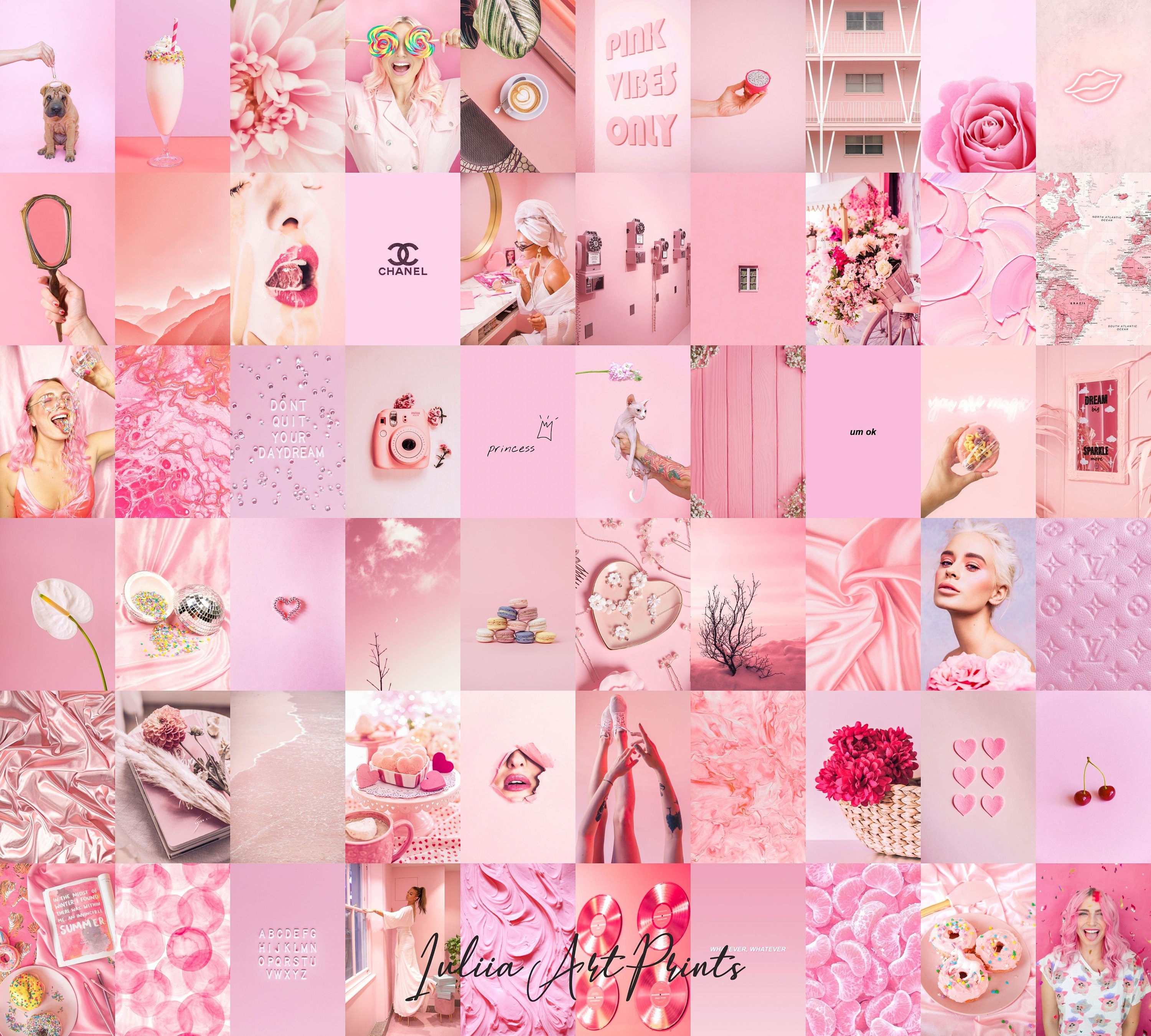 Light PINK Wall COLLAGE KIT Digital Download 60 Pcs 4x6 Etsy