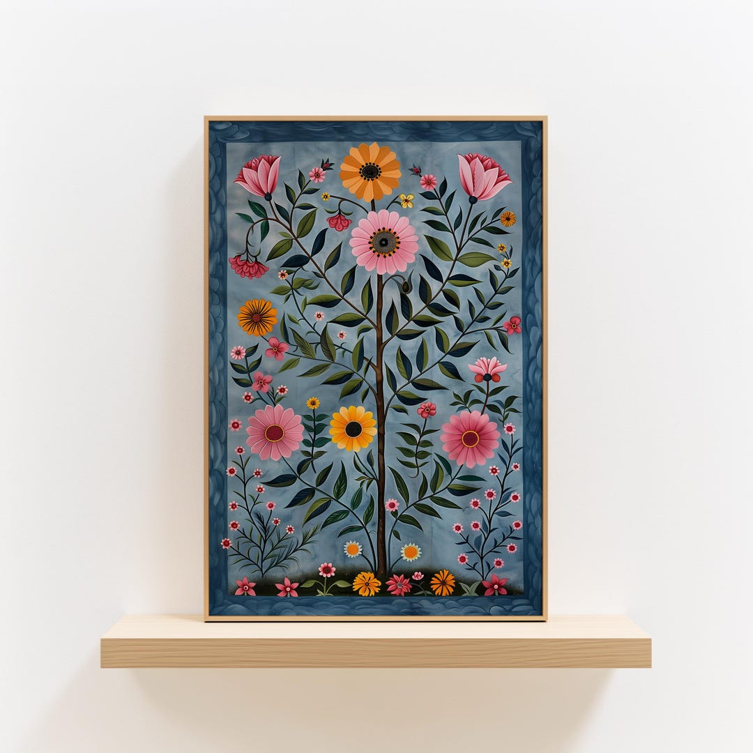 Mowbi - Folk Fairy Wildflowers -  Folk Art Prints – 8″x10″ Artwork in 11″x14″ Mat