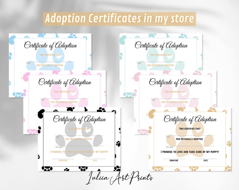 Puppy Birth Certificate Printable Dog Birth Certificate Pet - Etsy