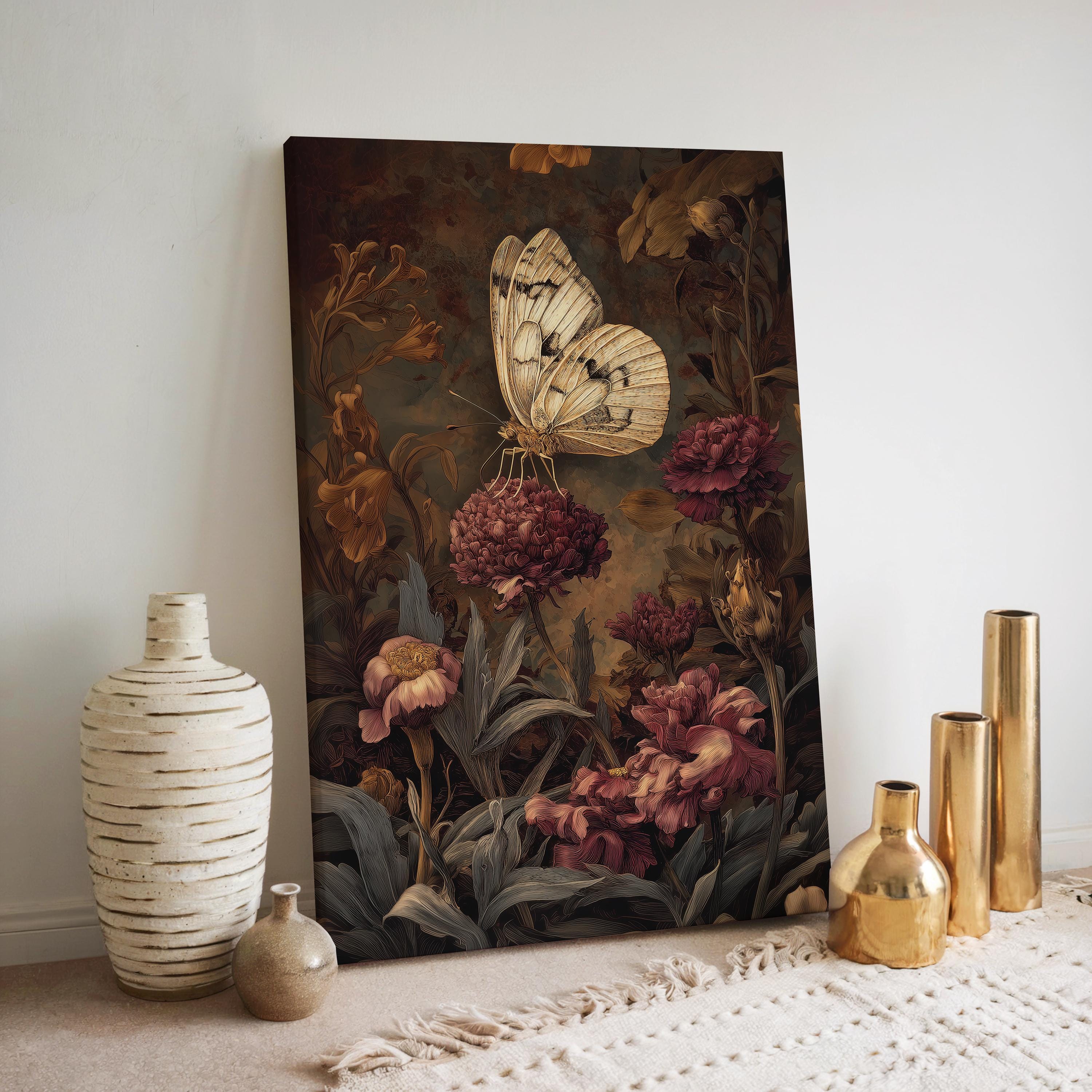 Butterfly Canvas William Morris Inspired Wall Art, Dark Academia ...
