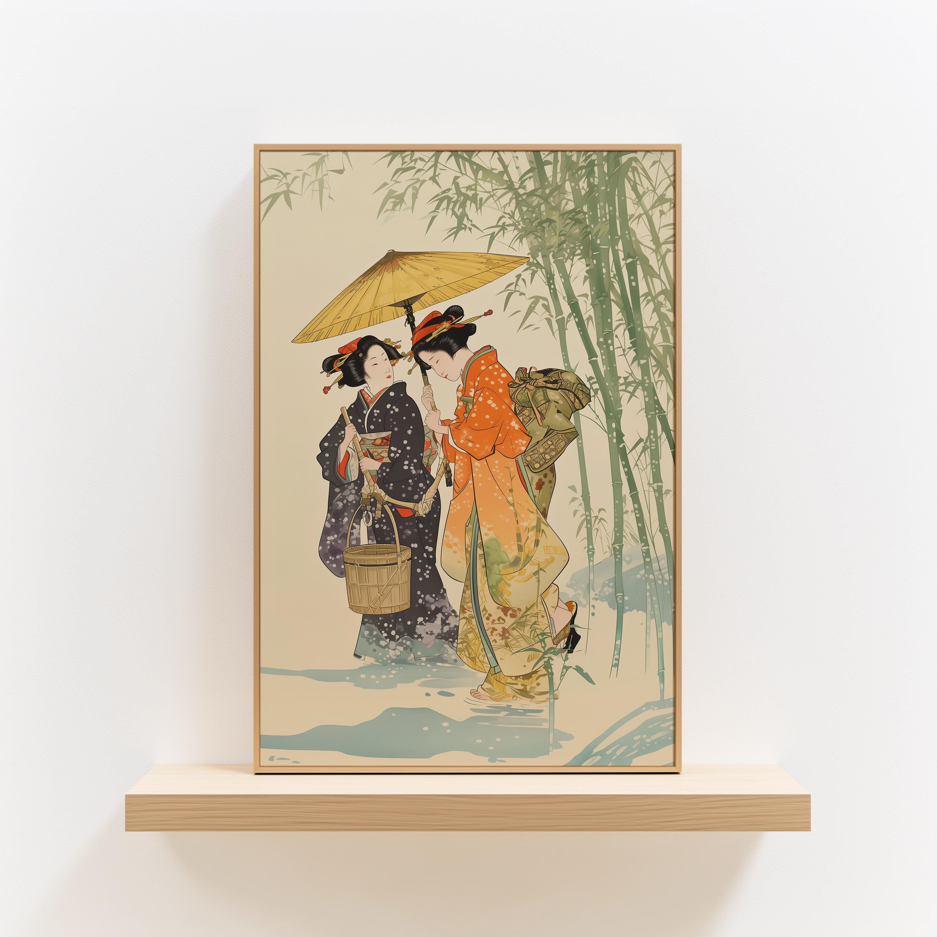 Vintage Geisha Art Woodblock Print, Japanese Culture Edo Paintings ...