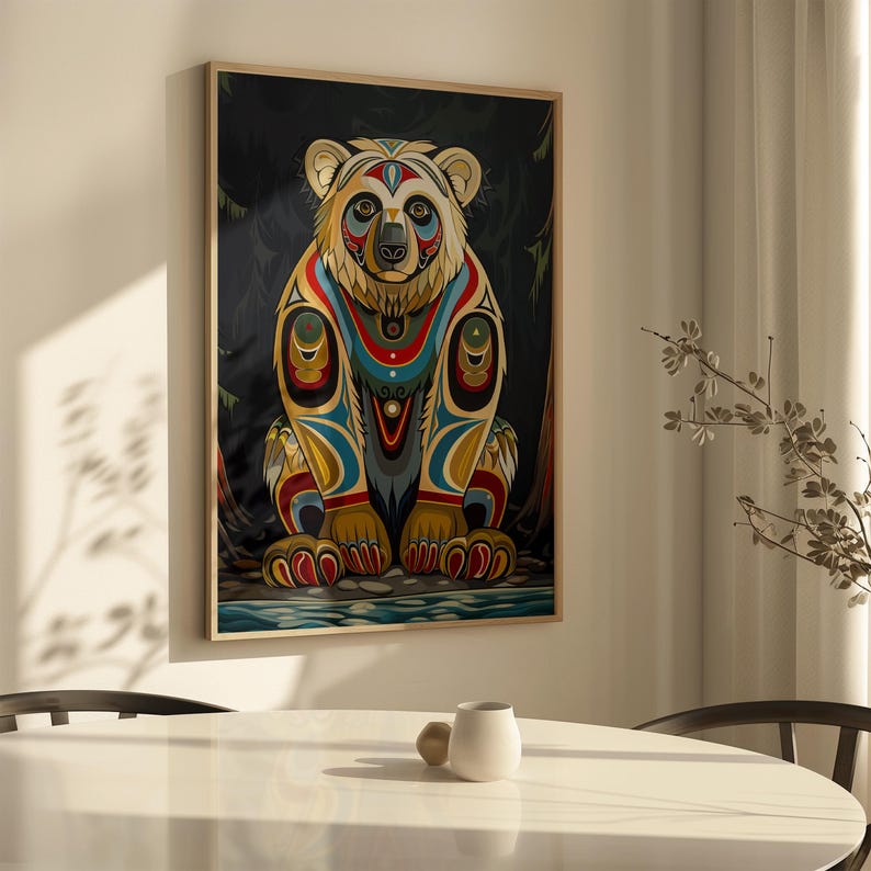 Bear Canadian Aboriginal Style Wall Art, Unique First Nations Print ...