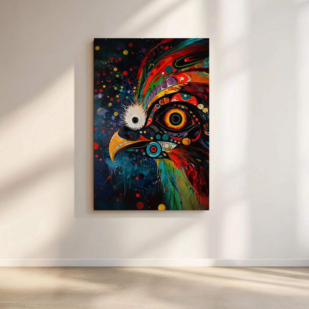 Aboriginal Art Canada Style Print on Canvas, Colorful Eagle Wall Art ...