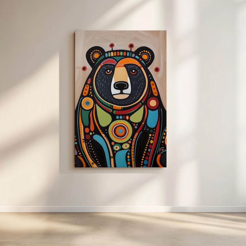 Aboriginal Art Style Print, Contemporary Bear Artwork Inspired by ...