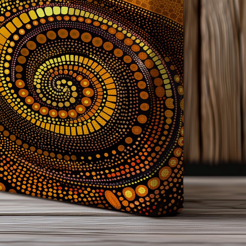 Aboriginal Dot Art Tree Canvas, Australian Dreamtime Sunset Landscape for Warm Home Decor image 11