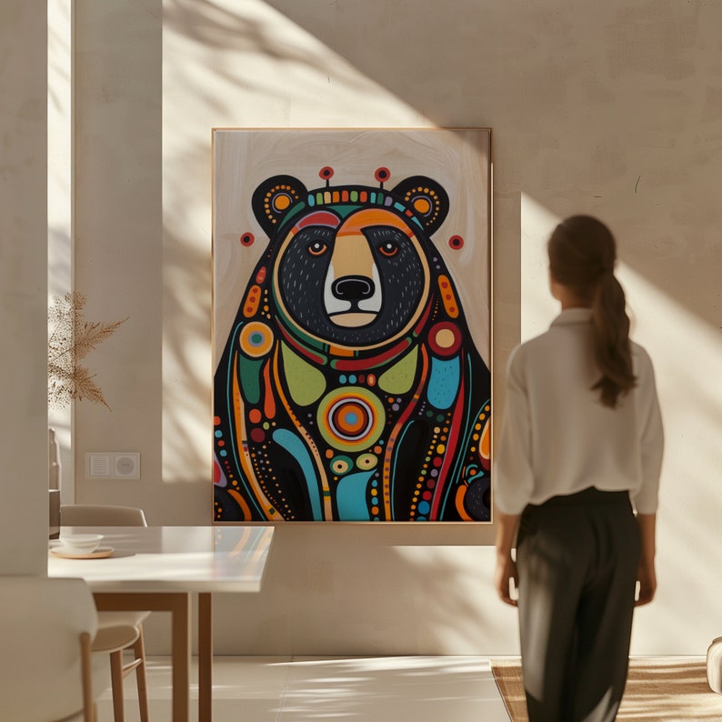 Aboriginal Art Style Print, Contemporary Bear Artwork Inspired by ...