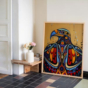 Indigenous Design Wall Art – Vibrant Canadian Aboriginal Style Eagle ...