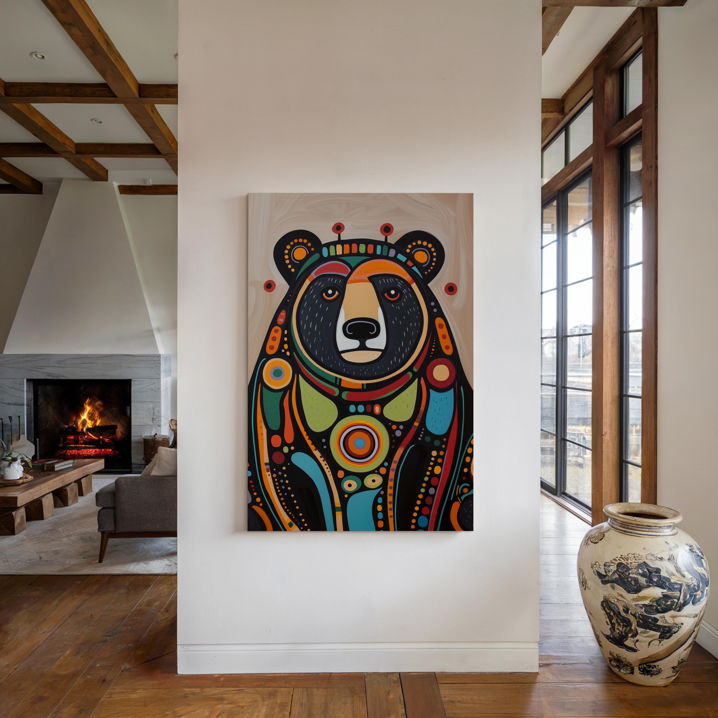 Aboriginal Art Style Print, Contemporary Bear Artwork Inspired by ...