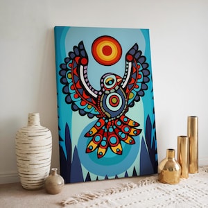 Bird Aboriginal Art Style Canvas, Contemporary Eagle Indigenous ...