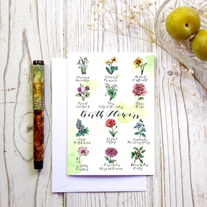 12 maanden geboortebloem botanische kaart