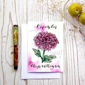 November Chrysant Geboortebloem Botanische Kaart