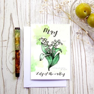 Carte botanique de la fleur de naissance du muguet de mai