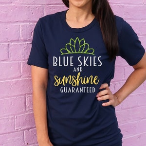 Blue Skies and Sunshine Guaranteed Bleach Dyed Tee Princess and the Frog Inspired
