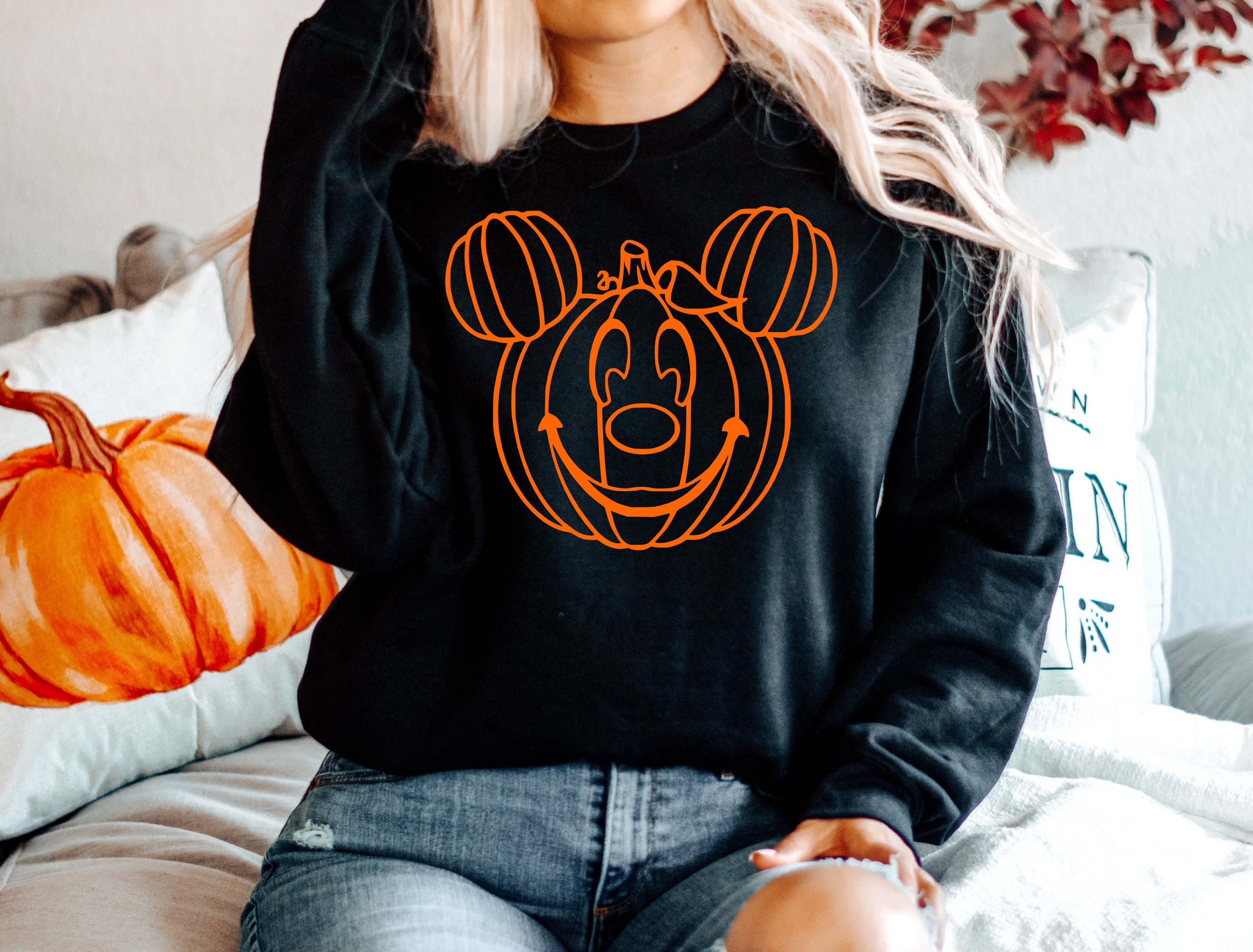 Mickey Mouse Pumpkin Sweatshirt Disney 