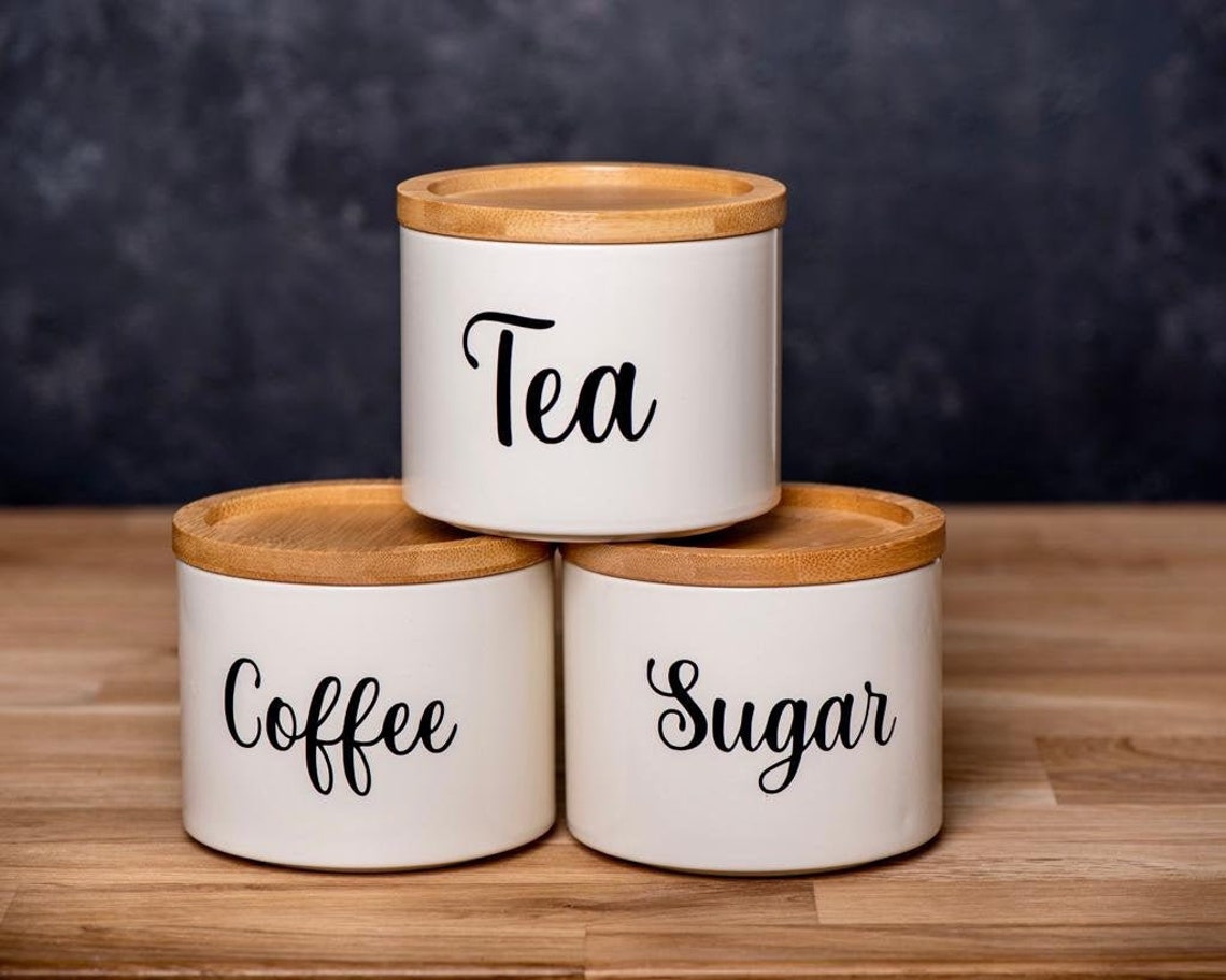 Tea Coffee Sugar Personalised Jars Stackable Jars Etsy