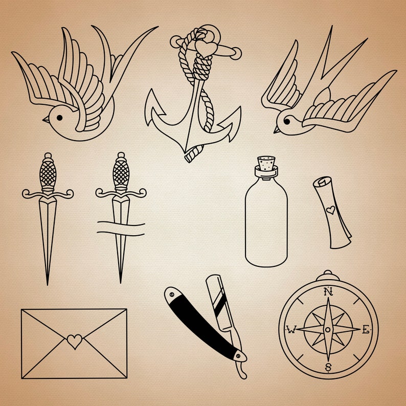 20 Procreate Traditional Style Tattoo Stamps & Brushes Roses | Etsy