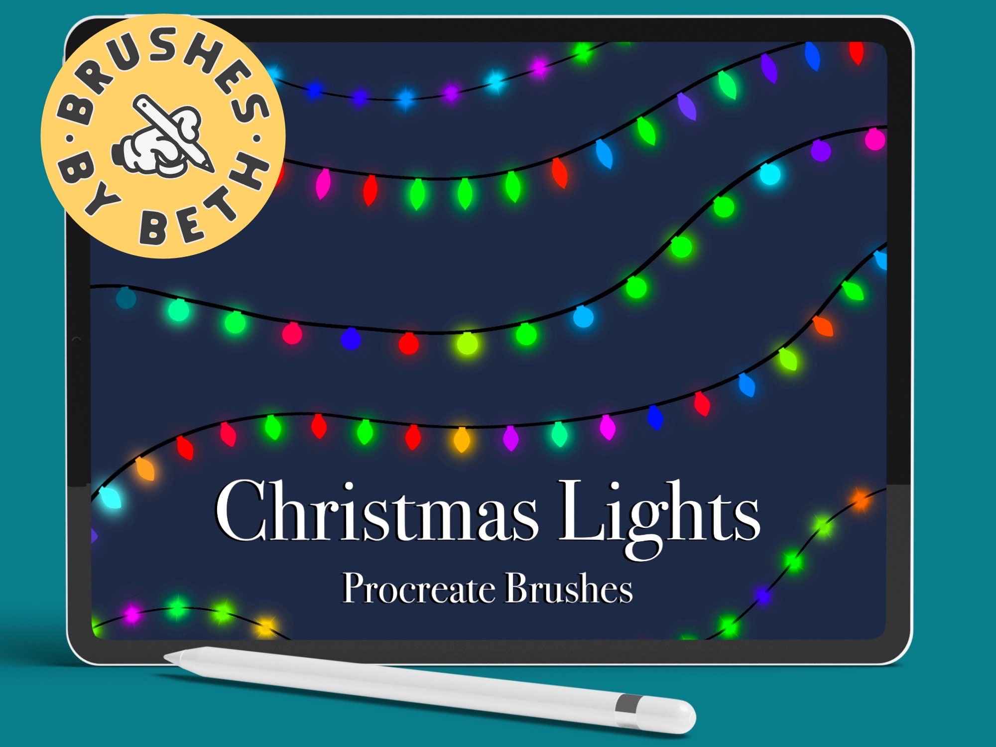 14 Christmas Light Procreate Brushes String Light Brushes Fairy Light