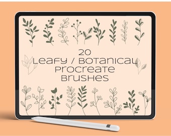 20 Botanical Leaf Procreate Brushes: Boho Stamps (digital Brushes) - Etsy