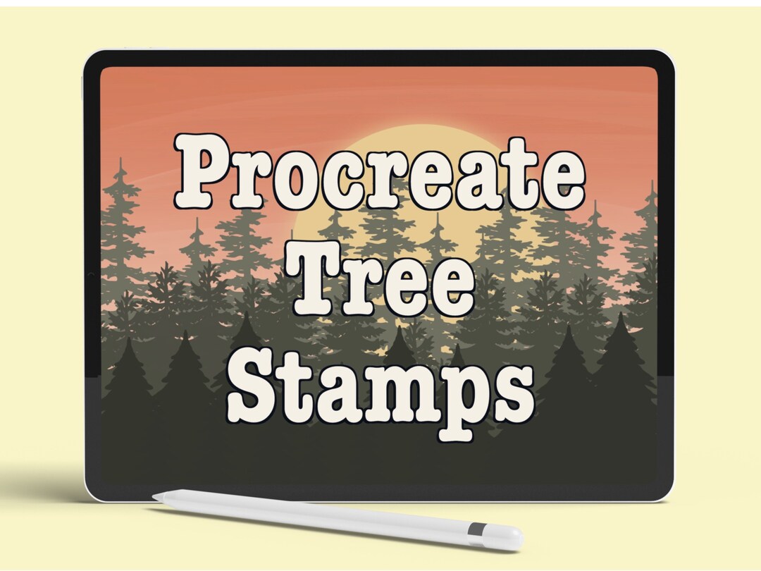Procreate Tree Stamps: 27 Brush Set, Silhouette Forest (digital ...
