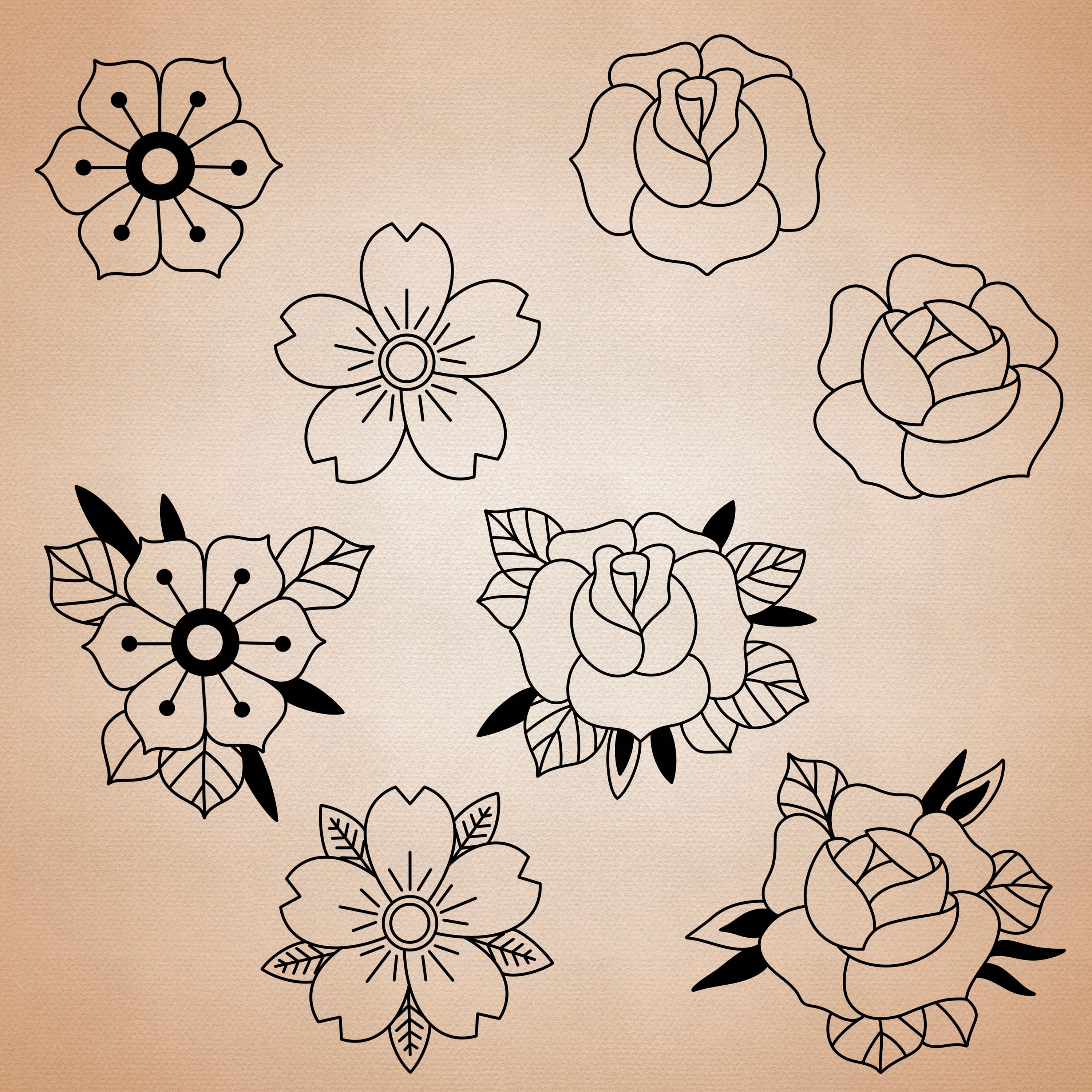 20 Procreate Traditional Style Tattoo Stamps & Brushes | Roses ...