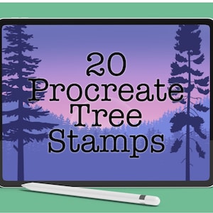 20 Procreate Tree Stamps | Procreate Tree Brushes | Pine Trees | Palm Trees | Forest Stamps