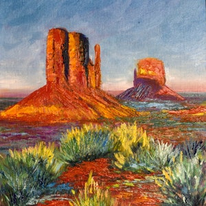 Monument Valley Original Oil Painting Desert Landscape In Arizona on canvas board