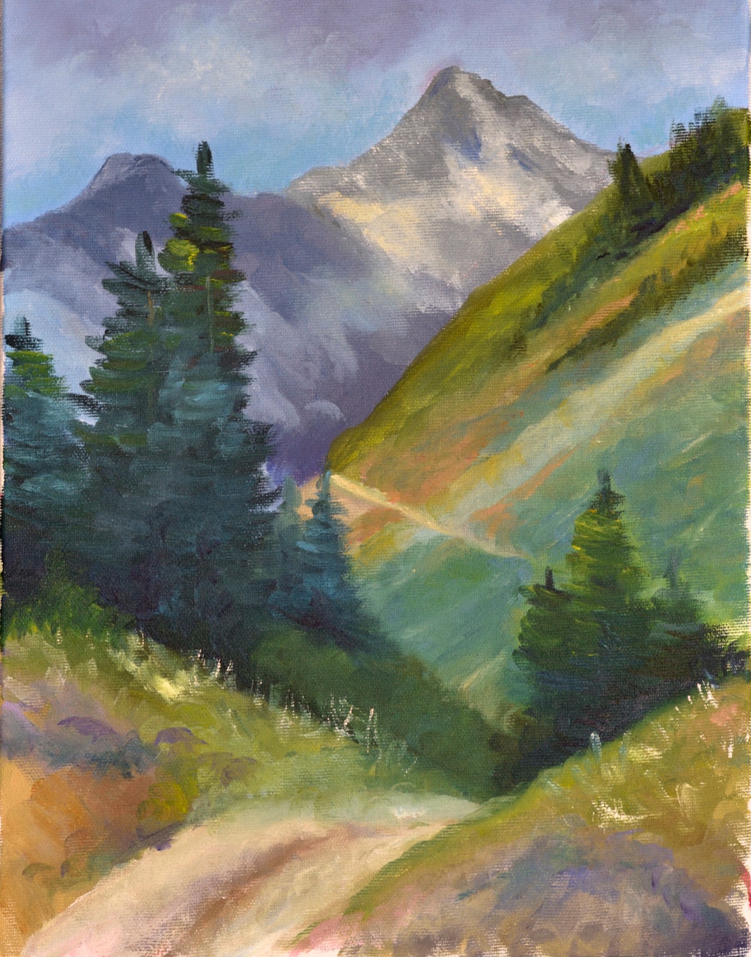Mountain Landscape Oil Painting Original 16''/12''stretched Canvas - Etsy