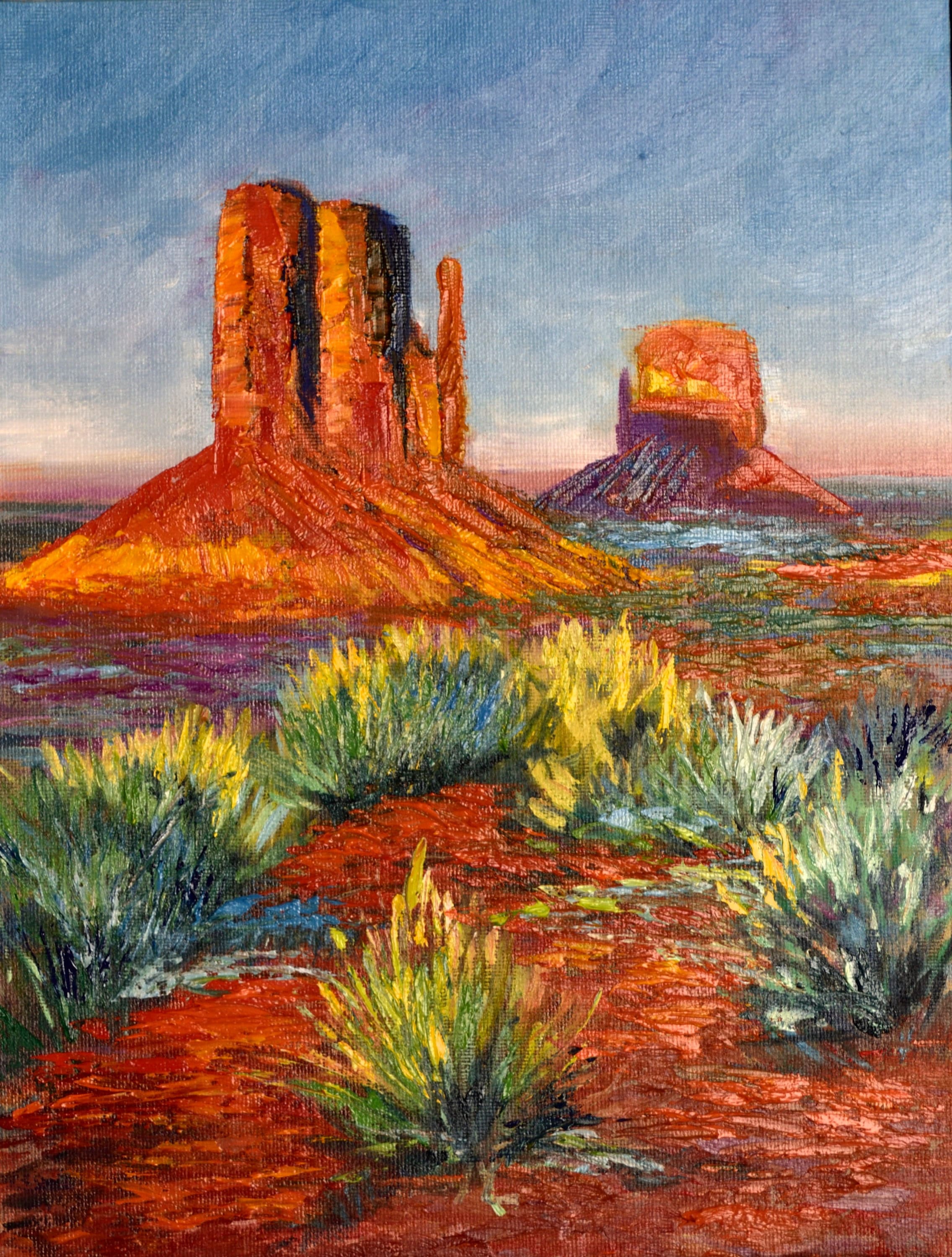 Monument Valley Original Oil Painting Desert Landscape in Arizona